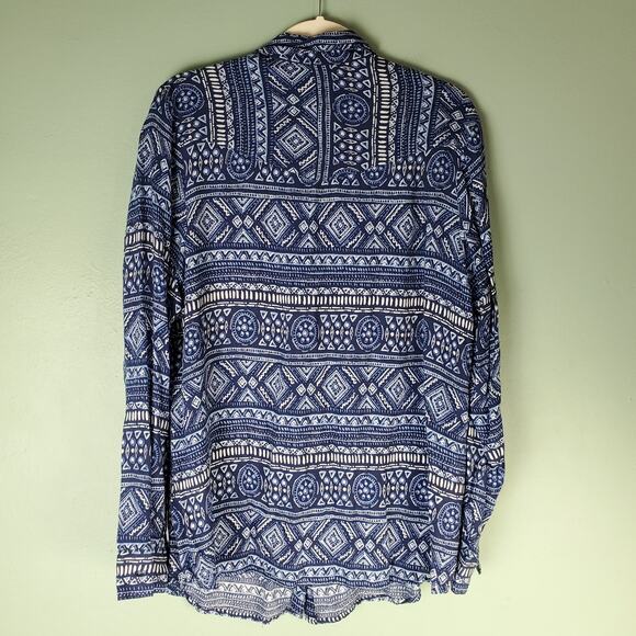 Roper Womens Long Sleeve Tribal Print Rayon Button Down Shirt Blouse Size 1X - Picture 2 of 6